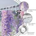Purple Floral Butterfly Shower Curtain Rustic Weeping Wisteria Blossom Watercolor Lavender Flower Green Leaves Spring Garden Nature Scenery Bathroom Decor Polyester Curtains with Hooks,70Wx70L