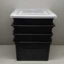 IRIS USA File Box, Plastic File Organizer with Lids for Letter/Legal File, Portable Document Box For Moving, Storage Bin with Durable and Secure Lid, Stackable Nestable BPA-Free, Black 35 Qt. 4 Pack