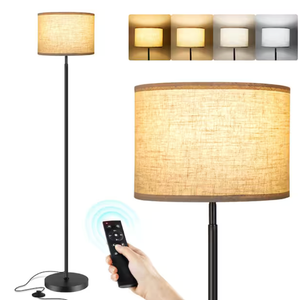 63 in. Traditional Black Metal Dimmable Standard Floor Lamp with Footswitch and Remote Control