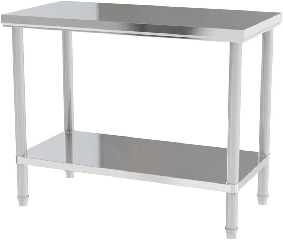 Stainless Steel Table Prep & Work 20 x 32 Inches, NSF Commercial Heavy Duty Table with Undershelf and Galvanized Legs for Restaurant, Home and Hotel