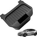 Rear Center Console Organizer for 2025-2026 Tesla Model Y Juniper, Backseat Storage Bin & Trash Can, Snap-In Stable Installation, TPE Partitioned Organizer for Model Y Juniper Accessories