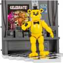 Jazwares Five Nights at Freddys Golden Freddy Office Set - 5-Inch Articulated Figure with Jumpscare Feature, Glow-in-The-Dark Eyes, and Optical Diorama