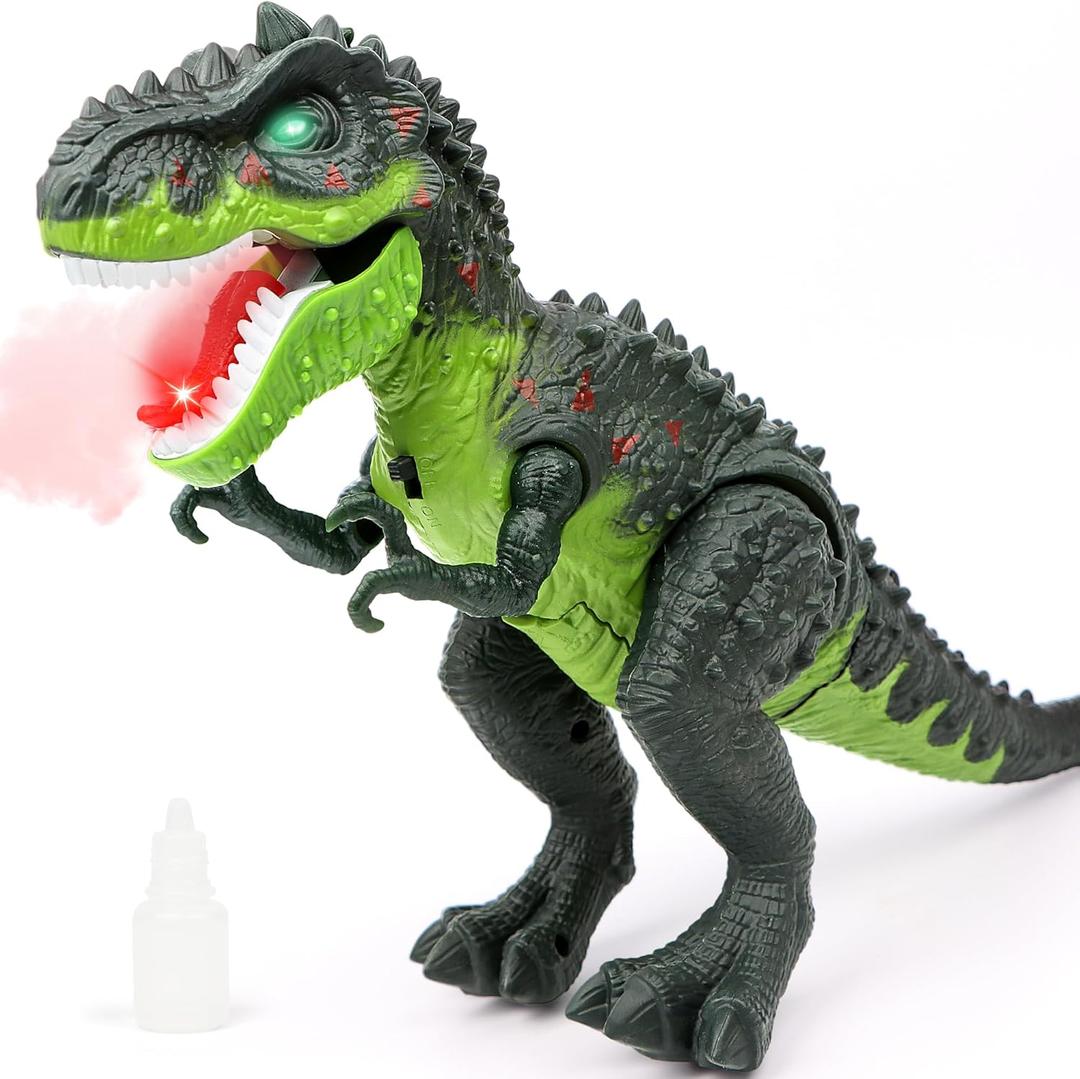 Electric Walking Dinosaur Toys for Kids - Small Tyrannosaurus with Detachable Tail Simulated Flame and Realistic Sounds, Best Dino Gifts for Boys & Girls 3-5 5-7