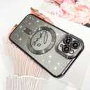 Fiyart Designed for iPhone 11 Pro Case,Compatible with MagSafe Love Heart Plating Camera Protection TPU Magnetic Glitter for Women Girls Shockproof Phone Bumper 5.8"-Black