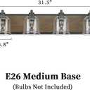 32" 4-Light Farmhouse Bathroom Vanity Light with Bubble Glass, Brown