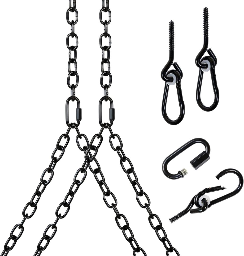 Heavy Duty 700 Lb Porch Swing Black Hanging Chain Kit (10 Foot Ceiling)