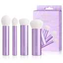 Jessup 4pcs Essential Face Brush Set, Kabuki Brushes for Foundation Contour Blush & Highlighter, Ultra-Soft Synthetic Fiber, Cruelty-Free, Perfect for Clean Girl Look, Luxury Purple T517