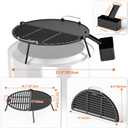 Onlyfire Cast Iron Griddle for Solo Stove Bonfire 19.5" Fire Pit, Foldable Cooking Grates Griddle Combo for Backyard and Outdoor Campfire BBQ