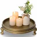 Brass Color Decorative Tray, 11.8-Inch Round Serving Tray with Claw Feet for Coffee Table, Dining Room, Entryway, Living Room (Aged Bronze)