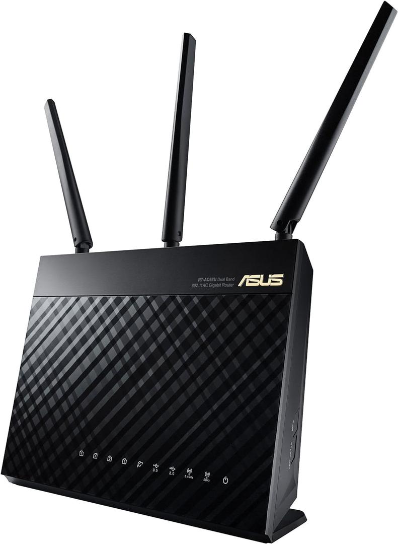 ASUS AC1900 Wireless Dual Band (5GHz + 2.4GHz) Gigabit Wi-Fi Router [RT-AC68U] Ultra-Fast 802.11ac 1900 Mbps Speed, 5X Gigabit LAN Ports, Broadcam TurboQAM Wi-Fi Acceleration, AiProtection Security