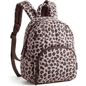 BAGSMART Mini Backpack for Women, Lightweight Puffer Small Backpack Purse, Quilted Casual Travel Daypack, Cute Water-Resistant Bookbag for Daily, Leopard, 9.4 x 4.7 x 12.2 inches