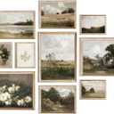 uniro Vintage Wall Art Decor Prints Farmhouse Wall Decor Vintage French Country Canvas Wall Art Prints Nature Landscape Flower Botanical Painting Poster Rustic Cottagecore Decor Retro Aesthetic (Retro 03-10pcs)