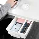 Under Desk Drawer, Self-Adhesive Storage for Office/Bedroom/School/Kitchen, Holds iPad/Phone/Pens/Pencils/Keys/Cutlery (Medium-White)