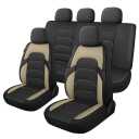 CAROMOP 3D Air Mesh Car Seat Covers Full Set,Breathable Seat Covers for Cars,Split Bench Compatible,Universal Fit for SUV,Vans,sedans, Trucks, Automotive Interior Covers(5-Seat Black/Beige)