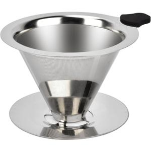 Pour Over Coffee Dripper Stainless Steel Reusable Filter Paperless Cone Coffee Maker Dripper for 1-2 Cup