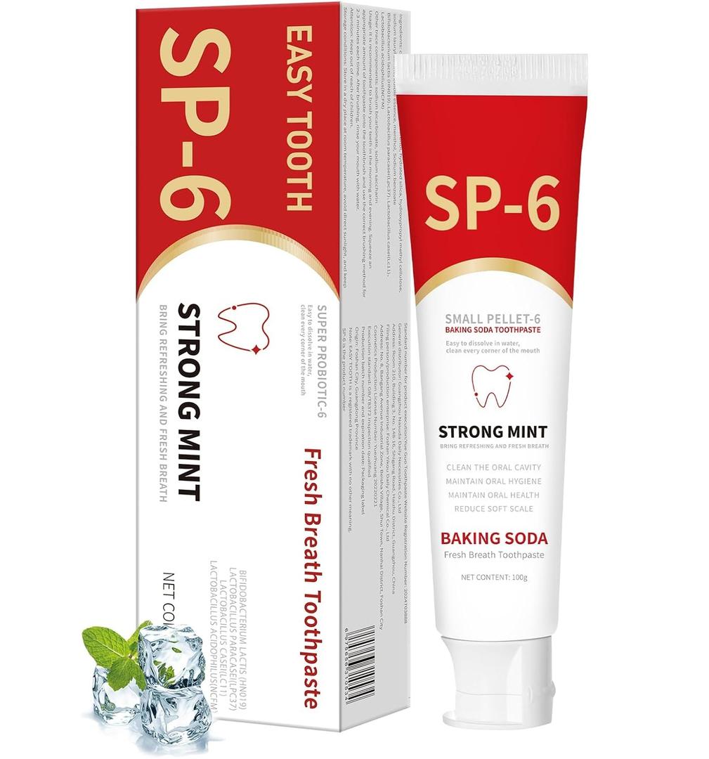 SP-6 Probiotics Whitening Toothpaste - SP 6 Formula with Super Small Pellet-6 Technology for Healthier Teeth & Fresh Breath, Ideal for Sensitive Teeth & Smokers Daily Use