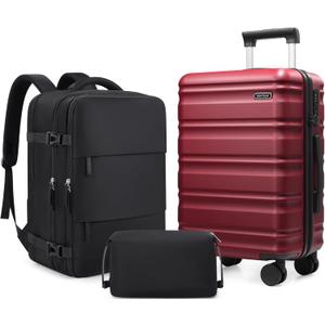 Romtour 3 Piece Luggage Set 20 Inch Carry On Suitcase with Spinner Wheels, PC Hard Shell TSA Lock, Expandable & Fully Lined Interior, Airline Approved