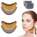 2PCS Lymphatic Contour Face Brush for Lymphatic Drainage, Facial Sculpting & De-Puffing Ergonomic Dry Brush Massager for Jawline, Chin & Face, Improves Skin Glow