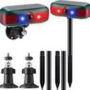 Qualirey 2 Pcs Solar Outdoor Alarm Motion Sensor 129dB Security Siren Ultrasonic Detector Strobe Light, 4 Modes Animal Deterrent Waterproof Alarm for Home, Farm (Red)