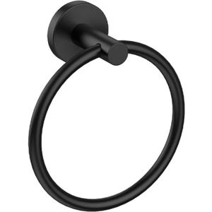 USHOWER Matte Black Towel Ring, Hand Towel Holder for Bathroom Wall Mounted, Durable 304 Stainless Steel, Modern Style