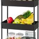 Buzowruil Rolling Storage Cart 5 Tier Organizer Mobile Shelving Unit Storage Rolling Utility Cart with Wheels for Kitchen Bathroom Laundry,Black