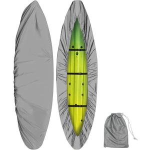 Kayak Covers for Outdoor Storage, Fit 8.53-9.84ft Kayak Canoe Size, Dust Bag Cover for Boat Paddle Board, Waterproof & UV Resistant, Heavy Duty Ultra Strong Great for Indoor Outdoor (Silver)