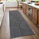 Modern Rug 2x6 Runners for Hallways, Abstract Kitchen Runner Rugs Non Slip Bath Runner, Rainbow Washable Runner Rug for Bedroom, Soft Long Rugs for Entryway Bathroom Laundry Dorm, Black