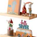 Wood Floating Shelves Set of 2 Pine Wood Wall Shelf 16 inches, Floating Shelf for Wall Mounted - Upgrade Width 5.85", Floating Display Shelves for Living Room Bedroom Kitchen Bathroom, Natural