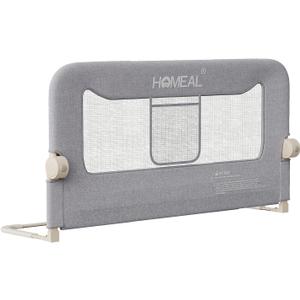 HOMEAL 47in Foldable Toddler Bed Rails with U-Shape Base, Bed Rail for Toddlers, Baby Bed Rail Guard for for Twin, Full, Queen, King Beds, Bed Rail for Baby, Grey