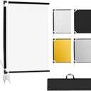 WELLMAKING 36x27 Light Reflector Flag, 4-in-1 Portable Collapsible Diffuser for Photo Video Studio Shooting-Silver, Gold, White and Black, Foldable Scrim Flag Kit, Shaper for Diffused & Light Effects