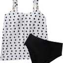SUUKSESS Women Ruffle High Waisted Tankini Swimsuit Tummy Control Bathing Suit (White, L)