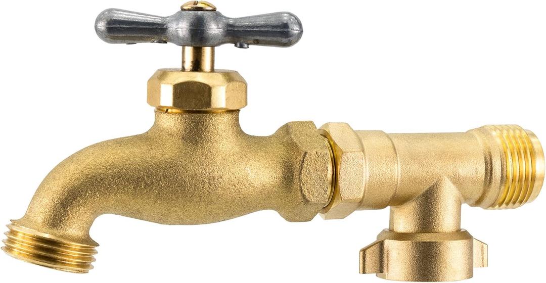 RecPro 90 Degree Water Faucet - Provides Extra Outside Water Source by Connecting to Your RV's Fresh Water Inlet. Brass Construction