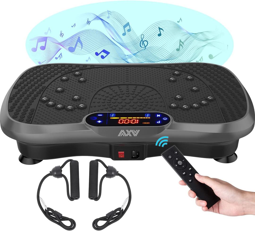 AXV Vibration Plate Fitness Platform Exercise Machine Vibrating Lymphatic Drainage Shaking Full Body Shaker Workout Vibrate Stand Shake Board Sport Gym for Weight Loss Fat Burner for Women Men