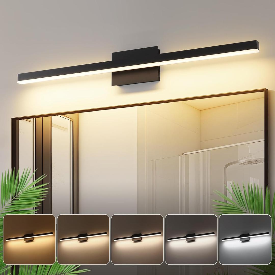 Joossnwell Bathroom Vanity Light Black Dimmable 5CCT Bathroom Lighting FIixtures Over Mirror 39.37 Inch Modern Vanity Light bar Led Bath Light ETL Certificated, 39.37 Inch Long