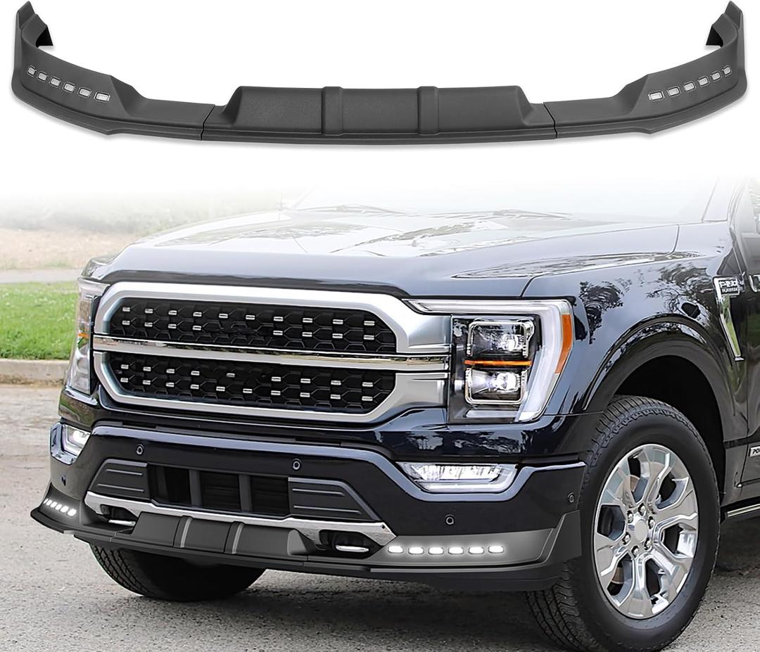 Front Bumper Lip for Ford for F-150 2021 2022 2023 Matt Black 3PCS
