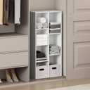 Furinno Reed Closet Organizers and Storage, 7-Cube Closet Organizer, Open Shelf Closet Storage, for Wardrobe, Bedroom, Living Room, White