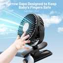 Portable Clip on Fan, 360 Rotate Battery Operated Stroller Fan, 3 Speed Quiet Mini Personal Desk Fan, USB Rechargeable Clooing Fan for Outdoor Camping Golf Cart Stroller Home Office Black