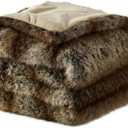 JONIYEAR High-end Luxury Thick Fuzzy Faux Lion Fur Throw Blanket 50" x 60", Decorative Soft Cozy Accent Animal Skin Fluffy Lap Blanket for Couch,Warm Stripe Wolf Furry Blankets for Winter,Golden Brown