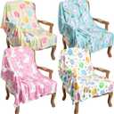 Buryeah 4 Pcs Easter Blankets Eggs Rabbit Throw Blanket Soft Cozy Lightweight Flannel Blanket Warm Colorful Easter Gifts for Couch Chair Sofa Bed and Travel 40x50 Inch