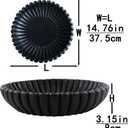 15" Large Decorative Bowl decor , Scalloped Decorative Bowls for Modern Home Decor,Ruffle Decor,Stylish Key Bowl for Entry Table,Decorative Fruit Bowl for Kitchen Counter,Artificial Stone Black