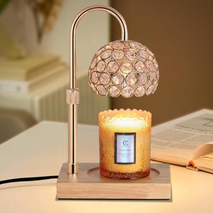 Dimmable Candle Warmer Lamp Adjustable Height Electric Wax Melt Warmer for Scented Jar Candles for Home Decor Christmas Birthday Gifts for Women Mom with 2 Bulbs (Gold-crystal)