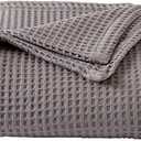 100% Cotton Waffle Weave Bed Blanket | Soft, Breathable, and Lightweight Blanket for All-Season | Perfect for Layering | Brielle Collection (King, Charcoal)