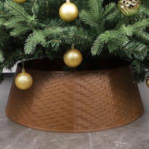 Blissun Christmas Tree Collar, 28.7" D Round Plastic Christmas Tree Ring, Christmas Tree Skirt for Artificial Christmas Trees Decoration (Brown) (Brown)