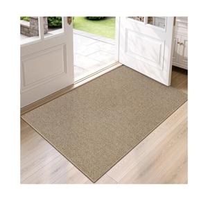 DEXI Thin Door Mat Indoor Entrance 48x72, Non Slip Entryway Mat, Dark BeigeLow Profile Front Doormat, Dirt-Trapping & Absorbent Surface Entry Rug for Inside House, Patio, Porch