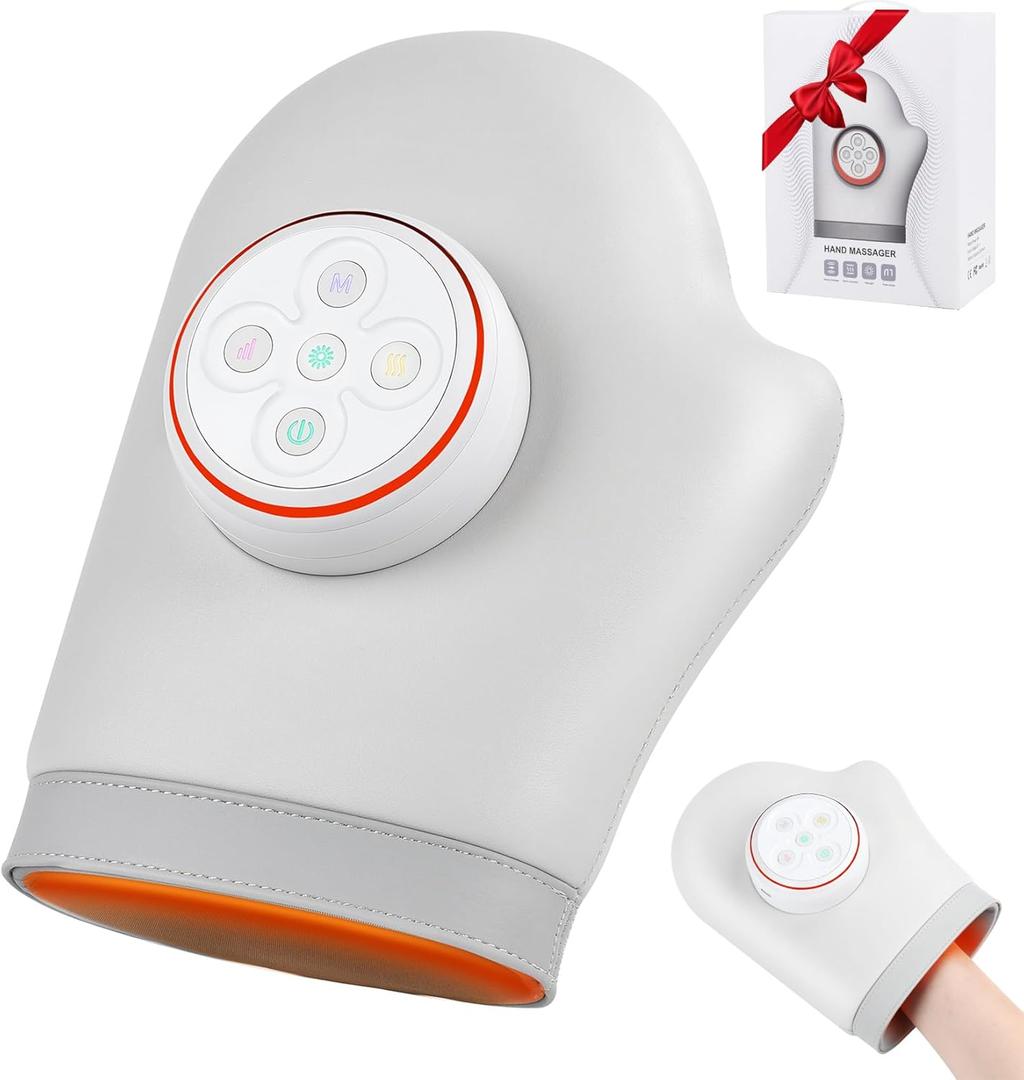 Hand Massager with Heat and Compression, Cordless Hand Massager for Arthritis and Carpal Tunnel, Finger and Palm Massage Machine for Pain Relief, 5 Massage Modes, 3 Heat Levels, Gift for Women, Mom