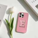 Skyseaco for iPhone 15 Pro Max Case Aesthetic Monogram Phone Case with Pink Leather Embroidered Letters Shockproof Protective Cover for Women Girls, Initial E