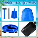 4 Pcs Beach Sand Castle Tools Kit Include Big Collapsible Aluminum Sand Shovel, 16 L Foldable Bucket, Super Scoop and Drawstring Pocket for Adults Summer Build Sandcastles