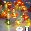 Fall Decorations 3D Pumpkin Acorn Maple Leaf Fairy Lights Battery Operated with Remote, 10FT 30 LED String Lights Outdoor & Indoor, Waterproof 8 Modes for Garland Harvest Thanksgiving Halloween Decor