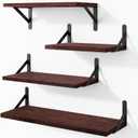 YGEOMER Floating Shelves for Wall, Different Sizes Walnut Red Brown Wall Shelves for Living Room, Bathroom, Bedroom, Kitchen, Home Decor (Set of 4)