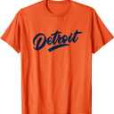 DETROIT - Throwback Design - Classic T-Shirt (Small, Orange)